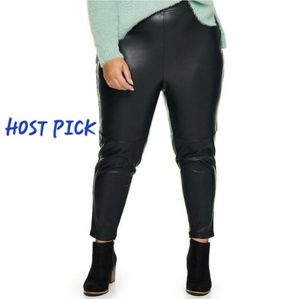 Black faux leather pants